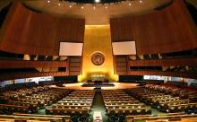 United Nations General Assembly hall in New York City. Flickr, Patrick Gruban. 