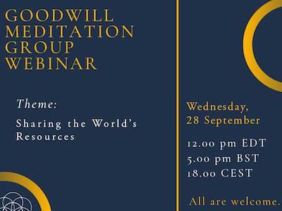 goodwill meditation group webinar, sharing the world's resources